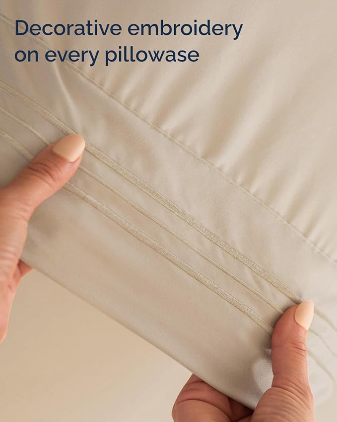 Twin XL Size 3 Piece Sheet Set - Comfy Breathable & Cooling Sheets - Hotel Luxury Bed Sheets for Women & Men - Deep Pockets, Easy-Fit, Extra Soft & Wrinkle Free Sheets - Wheat Oeko-Tex Bed Sheet Set