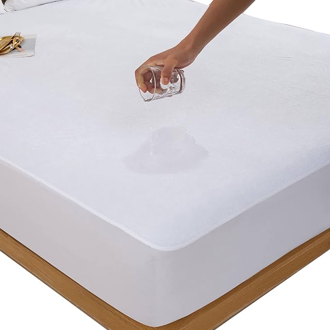 Waterproof RV King Mattress Protector for 72 x 80 or 70x80 Narrow King Bed Soft Quiet Soft Bamboo Viscose Terry Fitted Matress Cover