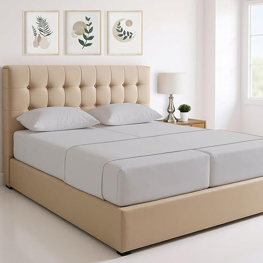 THREAD SPREAD 100% Egyptian Cotton Split King Sheets Sets for Adjustable Bed - 1500 Series Split Top King Sheets (5 PC, Light Grey), Silky Soft, Sateen, Cooling & Breathable, 17" Deep Pocket Bed Set