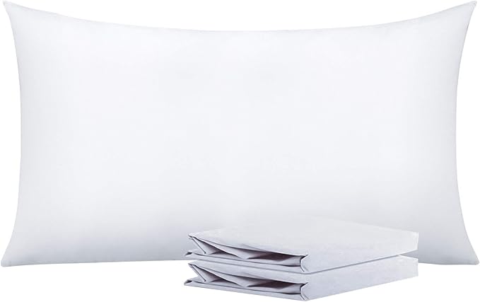 NTBAY King Pillowcase Set - 2 Pack Brushed Microfiber 20x36 Pillowcases - Soft, Wrinkle-Free, Fade-Resistant, Stain-Resistant, White Pillowcases with Envelope Closure - 20x36 Inches, White