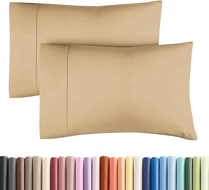 King Standard Pillow Cases Set of 2 - Ultra-Soft Hotel Quality Pillowcase Covers - Comfy, Cozy & Fade Free - Wrinkle Resistant - Machine Washable Pillow Protectors - 2 Piece Set - Heathered Tan
