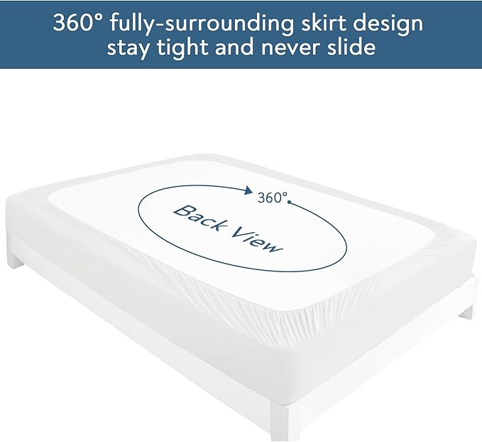 2 Pack Queen Mattress Protector Waterproof Cover, Waterproof Bed Queen Fitted Sheet Only, Machine Washable 18" Deep Pocket Mattress Covers for Bed, White