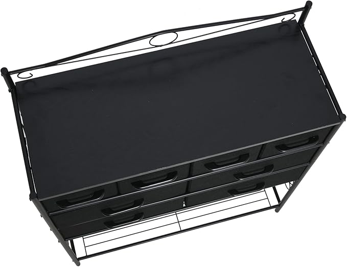 Household Essentials Black Oak & Iron Apothecary 8-Drawer Sideboard