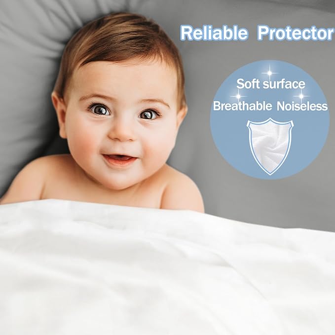 Full Size Waterproof Mattress Protector - Noiseless, Breathable, Machine Washable Fitted Mattress Cover with Deep Pocket up to 5”-21”（Dark Grey）