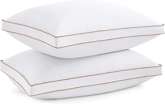 puredown® Goose Feather Down Pillows, Soft Fluffy Luxury Hotel Collection Pillows King Size Set of 2, 100% Cotton Cover, Medium Firm Bed Sleeping Pillow for Back, Stomach or Side Sleeper.