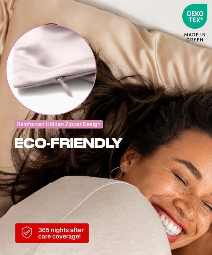 SUNDAYSILKS™ Premium Silk Pillow Cases | 100% Mulberry Silk Pillowcase with Zipper, All Sides Real 22 Momme Grade 6A Silk, Standard Queen, King Size