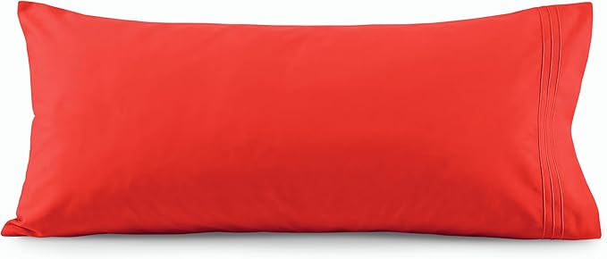 Elegant Comfort Luxury Ultra-Soft 1-Piece Body Pillowcase - 1500 Premium Hotel Quality Microfiber Double Brushed - Wrinkle Resistant, Body Pillowcase Size, Red