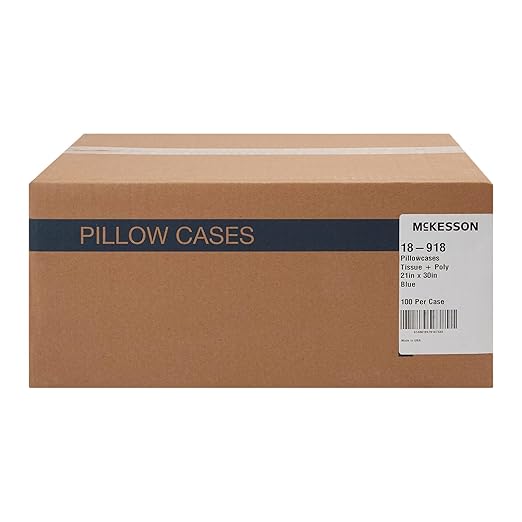 McKesson Disposable Pillow Case Covers [200 Count] Bulk Pillowcase, Single-Use for Medical Hospital Travel, Standard Size, Blue, 21 in x 30 in
