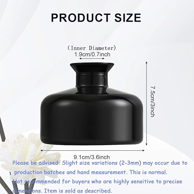 200 ml/6.7 oz Empty Glass Diffuser Bottles Refillable Aromatherapy Jar Container DIY Replacement Diffuser Accessories Essential Oils Crafts Decor (Black)