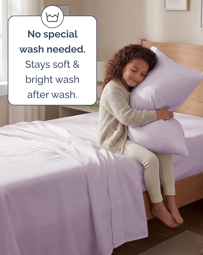 Twin Size 3 Piece Sheet Set - Comfy Breathable & Cooling Sheets - Hotel Luxury Bed Sheets for Women & Men - Deep Pockets, Easy-Fit, Soft & Wrinkle Free Sheets - Light Lavender Oeko-Tex Bed Sheet Set