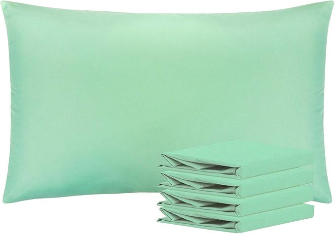 NTBAY Queen Pillowcase Set - 4 Pack Brushed Microfiber 20x30 Pillowcases - Soft, Wrinkle-Free, Fade-Resistant, Stain-Resistant, Sea Green Pillowcases with Envelope Closure - 20x30 Inches, Sea Green