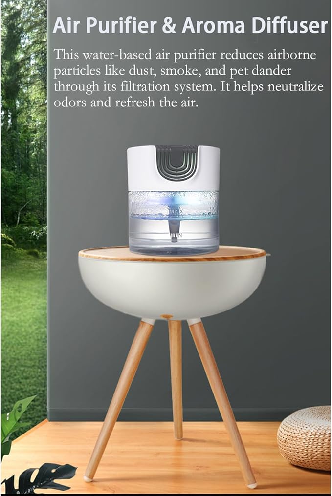 Water Air Purifier for Home, Office，Water Based Air Purifier ，Air Washer Humidifier ，Freshener for Smoke and Pet Odors，Essential Oil Aroma Diffuser with LED Night Light