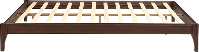 Merax Mid-Century Bamboo Platform Bed, Queen Size Bed Frame with Wood Slat Support, No Box Spring Needed, Easy Tool-Free Assembly, Chocolate