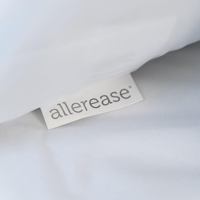 AllerEase Hot Water Wash Breathable Advanced Protection Machine Washable Durable Zippered Pillow Protector, Standard/Queen Size 2 Pack, White