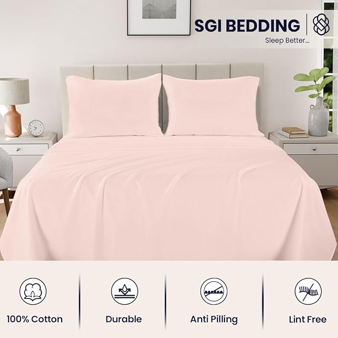 SGI bedding 100% Egyptian Cotton Sheets RV King Size – 600 Thread Count Sheets Set, Soft, Cooling, 15" Deep Pocket, Luxury Hotel Bedding, Breathable, Durable - Peach