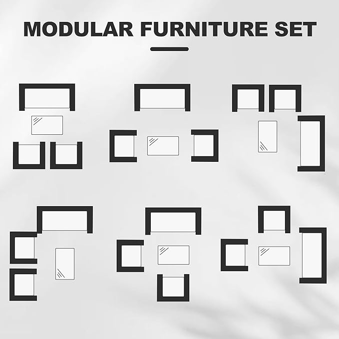 4-Piece Patio Furniture Set, Outdoor Wicker Conversation Set with Tempered Glass Coffee Table, Heavy Duty PE Rattan Sectional Sofa & Washable Cushions for Backyard, Deck, Poolside (Black Rattan/Beige)