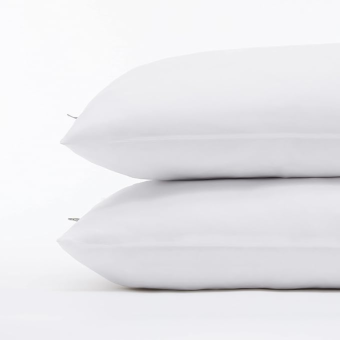 Serta Power Chill Cooling Pillow Protectors,Stain Resistant and Zippered Pillow Protector,Protects-Pillow from Dust and Dirt,King,White,2 Count (Pack of 2)