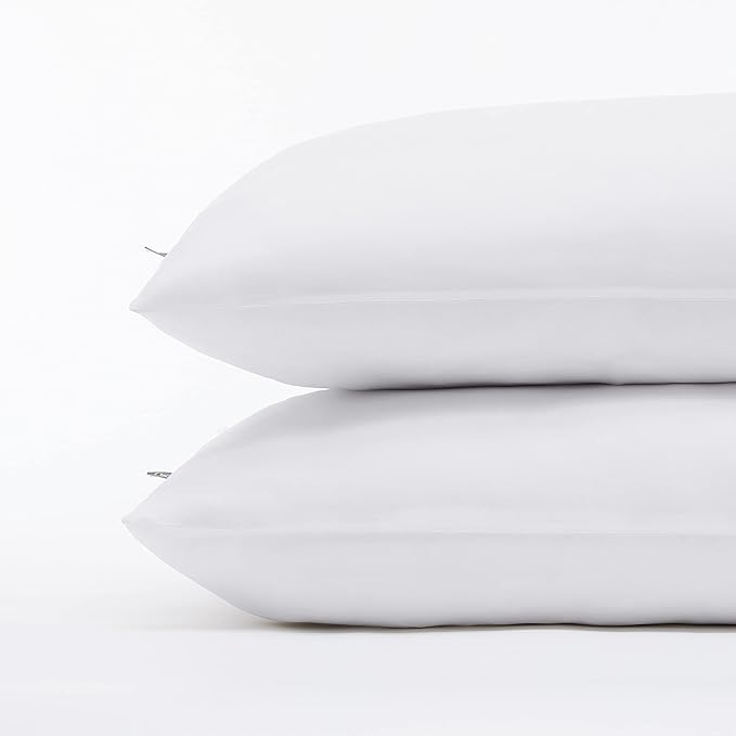 Serta Power Chill Cooling Pillow Protectors, Stain Resistant and Zippered Protector, Protects-Pillow from Dust and Dirt, Standard/Queen, White , 2 Count (Pack of 2)