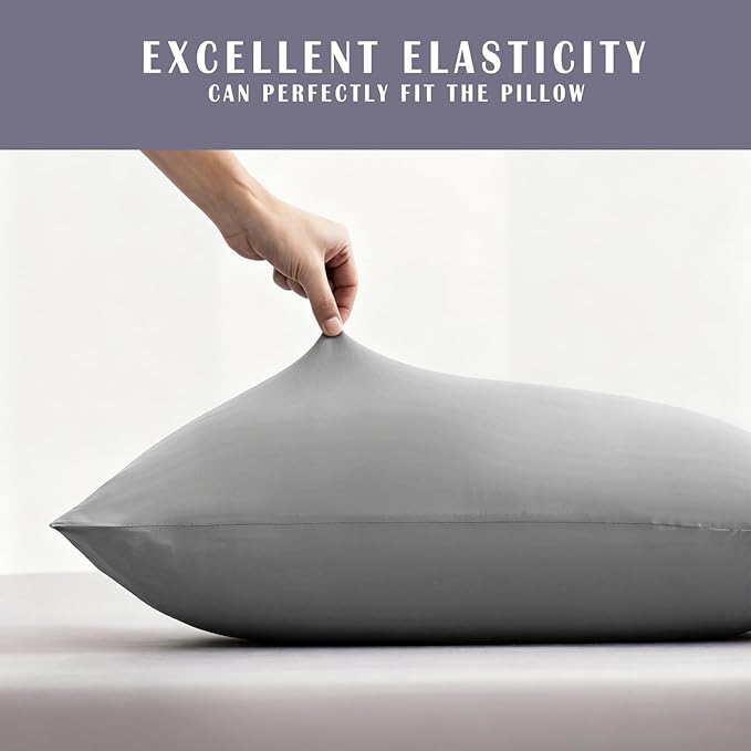 TELUS Cooling Pillowcases Queen Size 2-Pack, Silky Soft Breathable Pillow Case with Envelope Close, Stay Cool Pillow Cover for Hot Sleepers and Night Sweats, 20x30 Inch, Dark Grey
