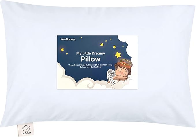 Toddler Pillow with Pillowcase - 13x18 My Little Dreamy Kids Travel Bed Pillows for Sleeping, Organic Cotton Small Pillowcase, Soft & Breathable, Machine Washable, Toddlers 2-5 years old (Baby Blue)