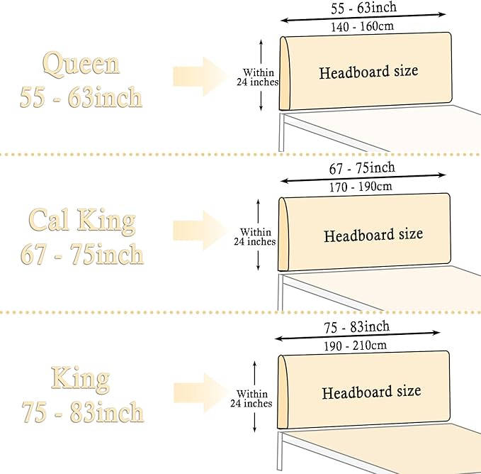 Stretch Headboard Cover Queen/King with 2 Side Pockets, Headboard Slipcover Removable & Washable, Elastic Dustproof Slip Cover for Bed Head Décor Protector
