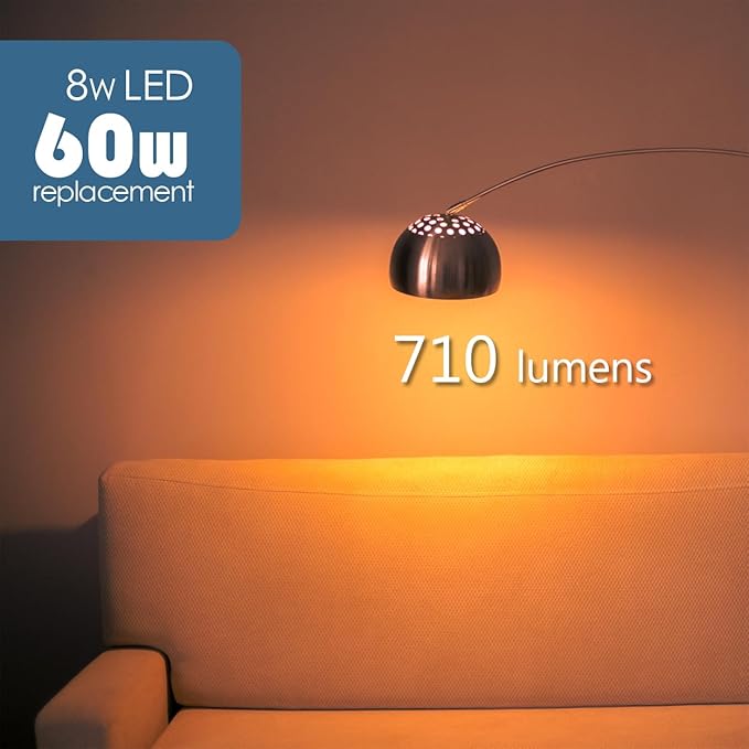 Maelsrlg Sleep Light Bulb, 1600K Amber LED Bulb Blue Light Free - 60W Equivalent, 8W A19 E26 Base, Dimmable Warm Light Bulbs for Bedroom, 4-Pack
