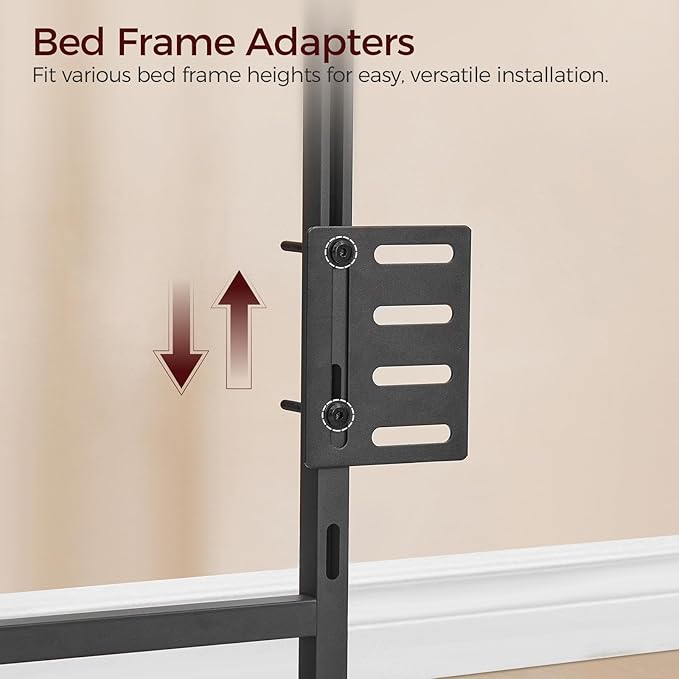 MAHANCRIS King Size Headboard Only, Metal Headboard with 2 Power Strips, Reclining Backrest, with Bed Frame Adapters, Easy Assembly, Rustic Brown and Black