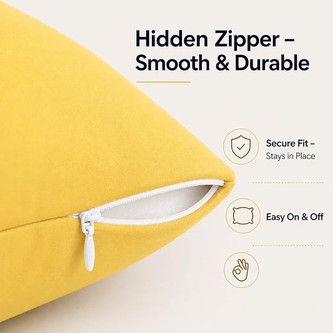 EVOLIVE Body Pillow Cover 21"x54", Ultra Soft Microfiber Pillowcase with Hidden Zipper, Breathable, Machine Washable, for Side Sleepers, Cover Only (21"x54" Body Pillow Cover, Yellow)