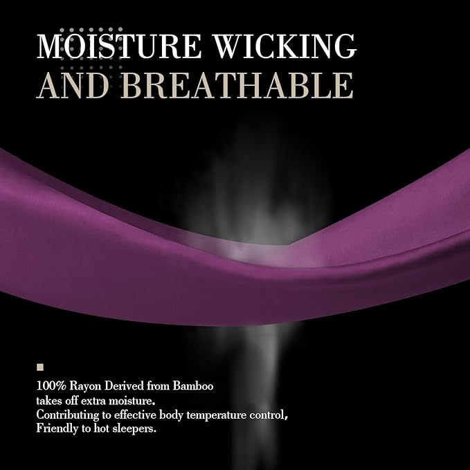 WishSmile Standard Pillow Cases Cooling Pillowcases Set of 2 Breathable Cool Silky Soft Fabric,Hair and Skin Friendly,Dark Purple,20x26IN