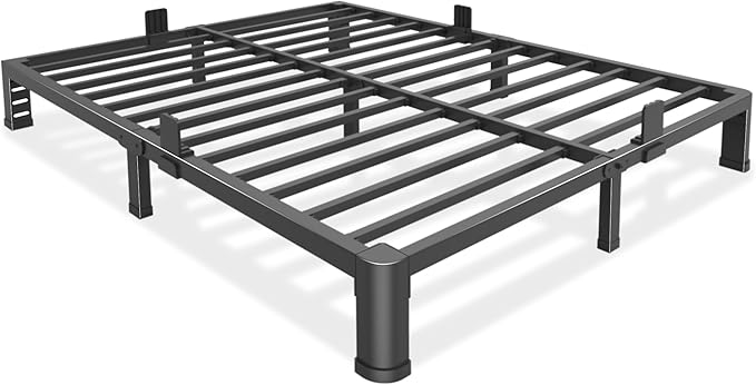 Bilily 6 Inch Low Bed Frame King with Round Corner Legs,3500 LBS Heavy Duty Low Profile King Size Bed Frame Metal Platform, No Box Spring Needed, Easy Assembly, Noise-Free, Headboard Compatible,Black