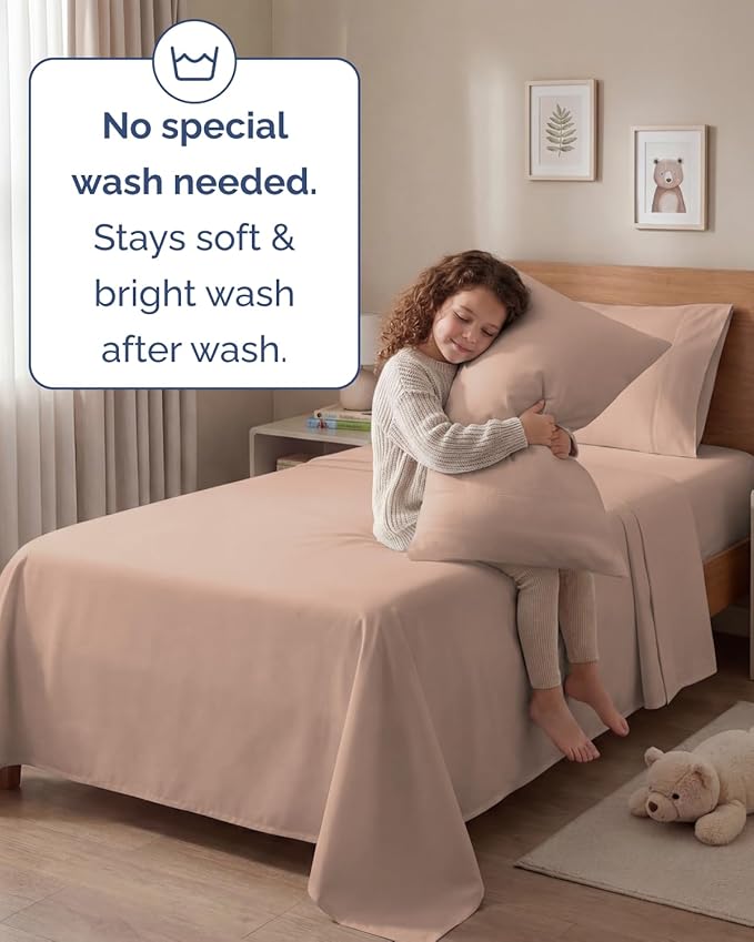 Twin 4 Piece Sheet Set - Comfy, Breathable & Cooling - Soft Hotel Luxury Bedding for Women, Men, Kids, Teens & Children - 1 Flat & 1 Fitted Sheet & 2 Pillowcases w/ Deep Pockets - Wrinkle Free - Mauve