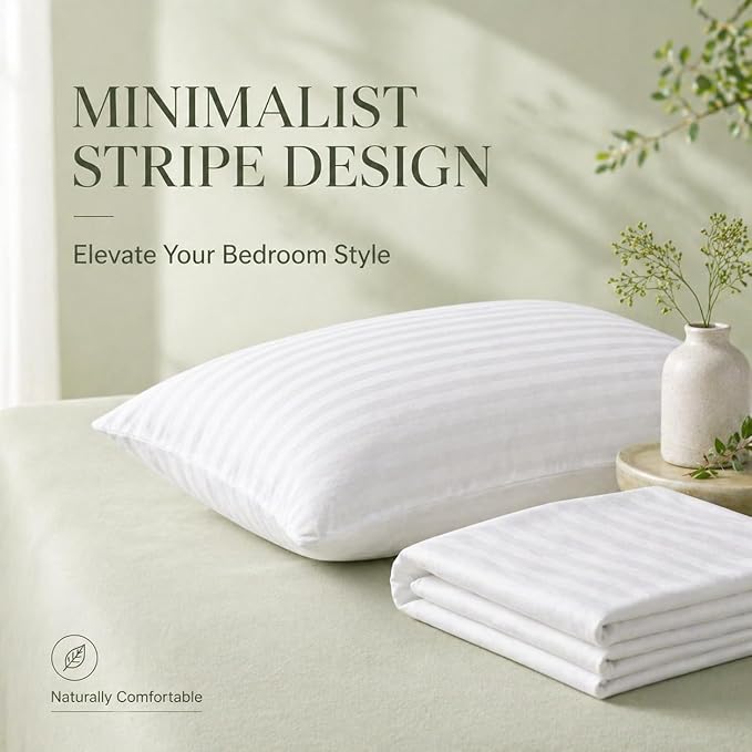 100% Cotton 600TC 4PC Pillow Protectors with Zipper King Size Hypoallergenic Breathable Hotel Collection Pillow Covers Ultra Soft 20 x 36 Inches Pillowcases