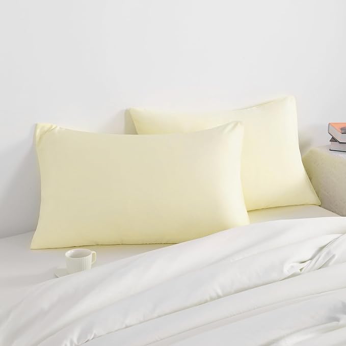 NTBAY King Pillow Cases Set of 2, 2 Pack Brushed Microfiber 20x36 Pillow Cases, Soft, Wrinkle, Fade, Stain Resistant Ivory Pillow Cases with Envelope Closure, 20x36 Inches, Ivory