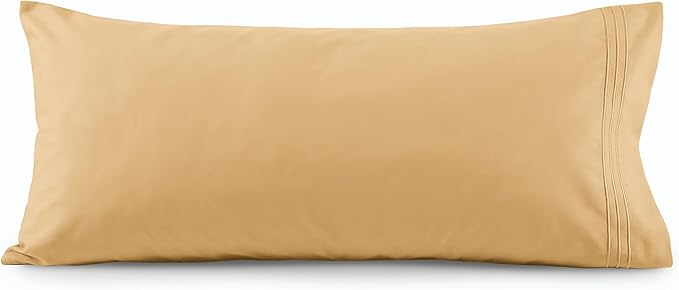 Elegant Comfort Luxury Ultra-Soft 1-Piece Body Pillowcase - 1500 Premium Hotel Quality Microfiber Double Brushed - Wrinkle Resistant, Body Pillowcase Size, Camel-Gold