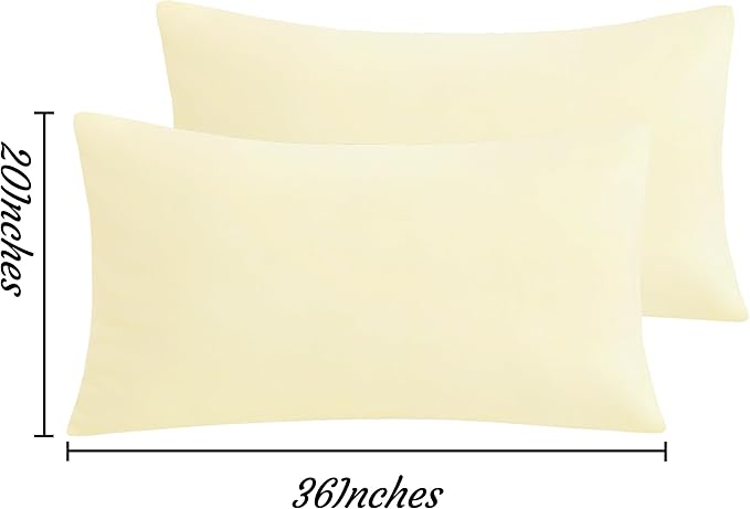 NTBAY King Pillow Cases Set of 2, 2 Pack Brushed Microfiber 20x36 Pillow Cases, Soft, Wrinkle, Fade, Stain Resistant Ivory Pillow Cases with Envelope Closure, 20x36 Inches, Ivory