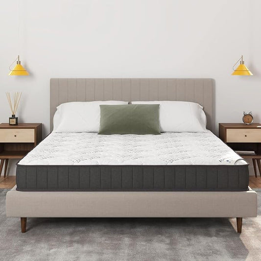 Ottomanson King 9" Hybrid Mattress - Medium Firm Support - Made in USA - Individually Pocketed Coils & CertiPUR-US Foam - Fiberglass-Free - Bed in a Box