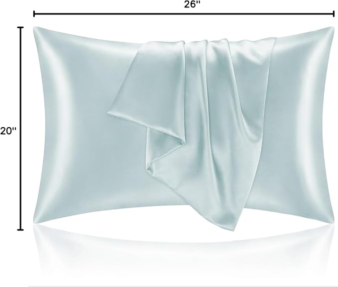 BEDELITE Satin Pillowcase for Hair and Skin, Super Soft and Cooling Similar to Silk Pillow Cases 2 Pack with Envelope Closure, Gift for Women Men(20"x26" Standard Size, Stone Blue)