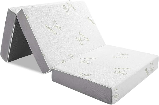 Inofia Trifold Mattress, Folding Memory Foam Mattress with Removable Cover, for Camping, Guest, and Floor Foldable Beds, Cot Size (75"x31"x6")