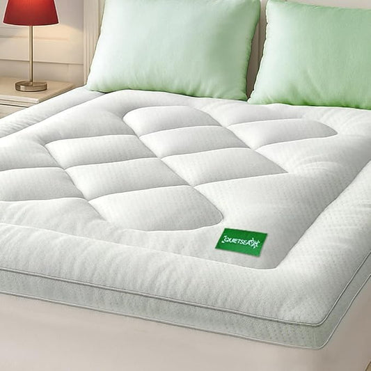 Mattress Topper Queen Size Mattress Pad,Viscose Made from Bamboo Mattress Cover,Pillow Top Mattress Topper for Back Pain Relief,Waterproof,Soft Mattress Pad(60x80 inch, White)