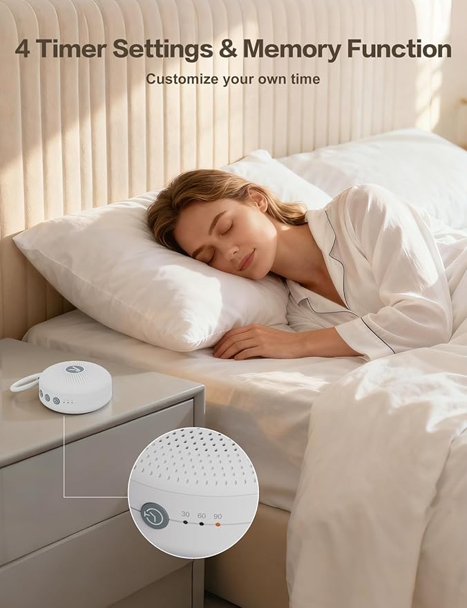 Portable Sound Noise Machine for Baby Kids Adult with 21 Natural Soothing Sounds, Memory Function, 32 Levels of Volume, Powerful Battery, Noise Canceling, Sleep Sound Timer Therapy for Home, Travel