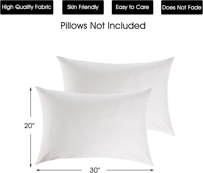 Cotton Pillow Protectors/Cases Queen Size with Zipper 2 Pack Light Grey Color,Cooling & Breathable Bed Pillow Protectors Set of 2 Pillow Cases Cover (Queen Size 20" x 30")