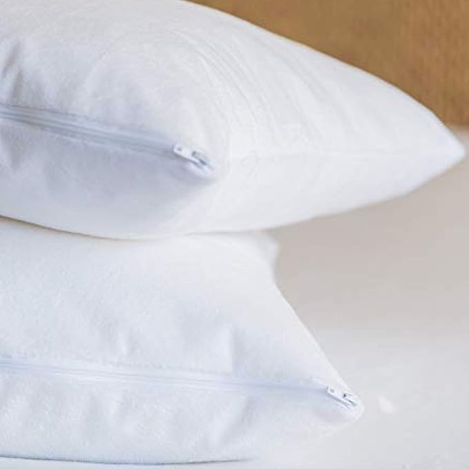 Little Sleepy Head Toddler Waterproof Pillow Protector (2-Pack), Zippered Pillowcase Covers 13x18 and 14x19 Soft Terry Cotton, Hypoallergenic, Noiseless, Waterproof Pillow Protectors for Kids