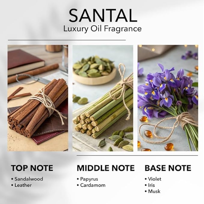 Santal Diffuser Oil, 16.9 FL Oz, 500 mL, Diffuser Fragrance Oil for Home, Bathroom & Office, Aromatherapy Blend of Natural Essential Oil, Sandalwood & Musk Scent.