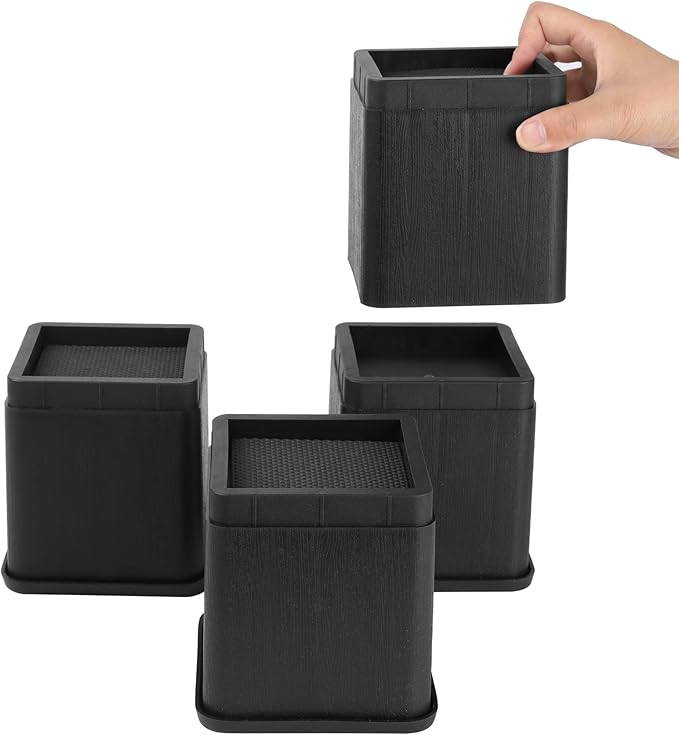 BTSD-home 4 inch or 8 inch Bed Risers Heavy Duty Stackable Furniture Risers Bed Lifts Risers for Couch, Sofa, Desk or Table Legs Extenders Set of 4