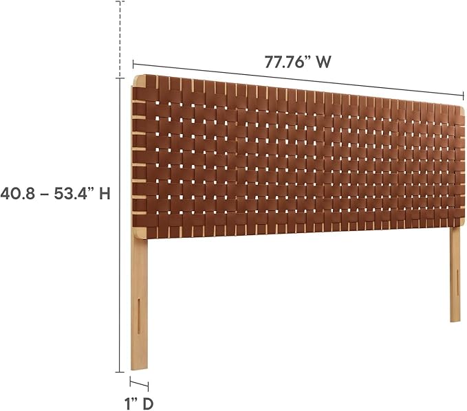 Modway Sparta Weave King Vegan Leather Headboard in Natural Brown