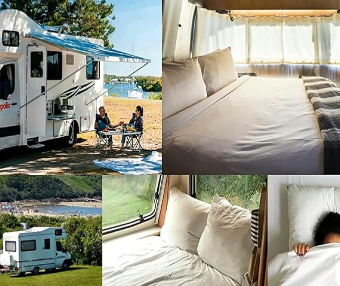 RV Camper King Sheet Set (72x80) - 100% Egyptian Cotton, Soft & Cooling, 16" Deep Pocket Fitted Sheet, Luxury Hotel Quality Bedding for RVs & Motorhomes (White Solid)