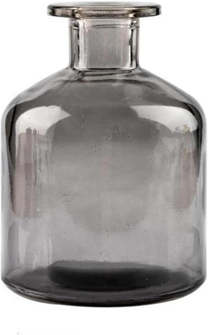 Glass Bud Vase Empty Glass Diffuser Bottles Refillable Aromatherapy Jars Small Vases for Flowers Vases Centerpiece for Wedding Home Essential Oils Office Table Decor (Gray)