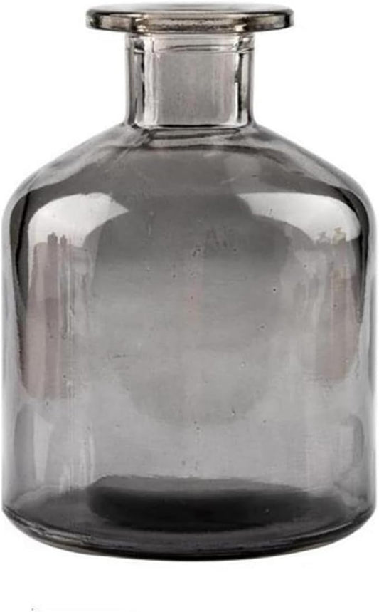 Glass Bud Vase Empty Glass Diffuser Bottles Refillable Aromatherapy Jars Small Vases for Flowers Vases Centerpiece for Wedding Home Essential Oils Office Table Decor (Gray)