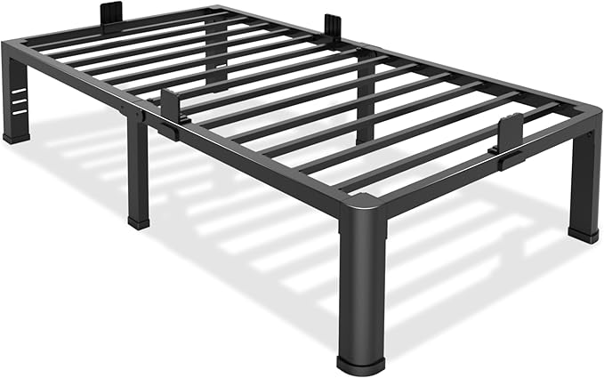 Bilily 14 Inch Twin Bed Frame Metal Platform with Round Corner Legs,3500 LBS Heavy Duty Steel Slats Support,Headboard Compatible,No Box Spring Needed,Easy Assembly,Mattress Retainer,Underbed Storage