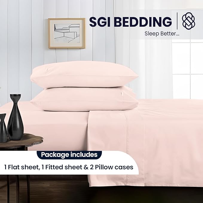 SGI bedding 100% Egyptian Cotton Sheets California King Size – 600 Thread Count Sheets Set, Soft, Cooling, 15" Deep Pocket, Luxury Hotel Bedding, Breathable, Durable - Peach